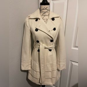 Express Ivory/Cream Double Breasted Winter Peacoat